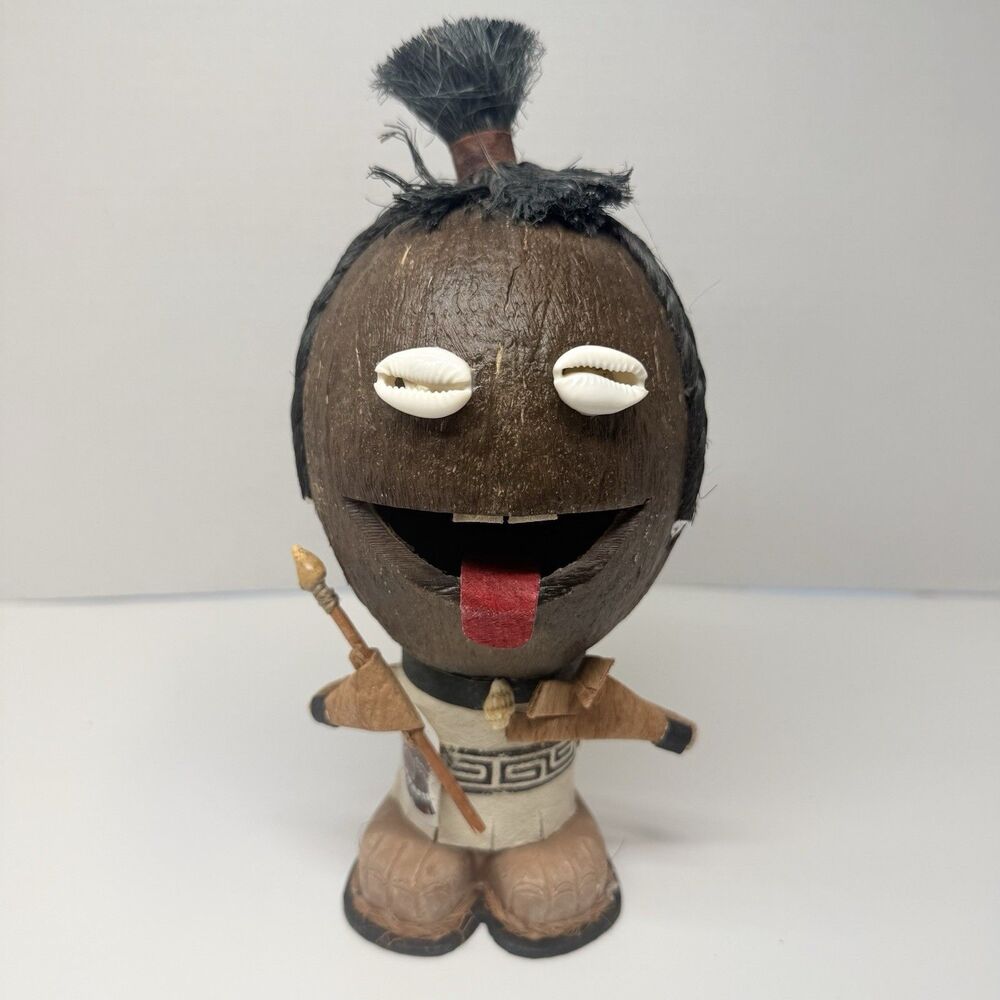 Fijian Crafted Cannibal Coconut Doll Fiji Islands Funky Coconut Novelty Tiki